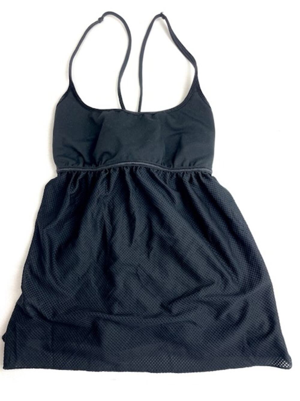 NWT prAna Scarlette Top XS Black Mesh Strappy Built In Bra Yoga Activewear
